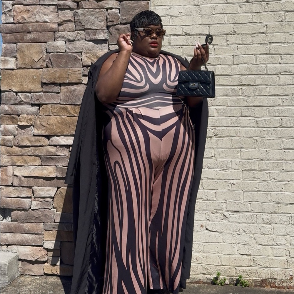 Chic Black and Brown Patterned Jumpsuit